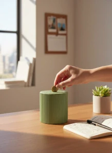 Designová pokladnička s jemným rýhováním