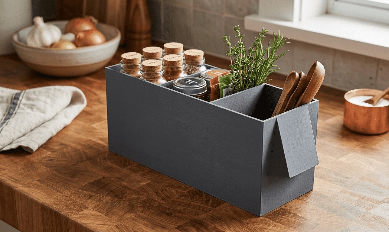 Kuchyňský organizér na koření a doplňky – 3D tištěný stojan do kuchyně